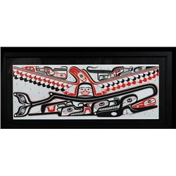 Art Thompson Silkscreen of an Eagle and Whale, Sale To Benifit Tsow-Tun Le Lum Society, 20"x 42" Fra