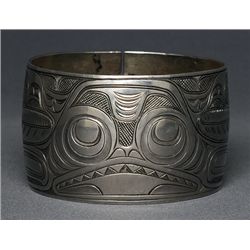 Superb Charles Edenshaw Coin Silver Bracelet with Incised Shark Design - Vancouver Art Gallery Charl