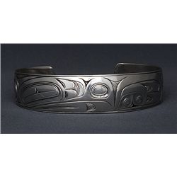 Early Robert Davidson Silver Bracelet with Butterfly Design 1970  6" L. 5/8" W.  Good Condition
