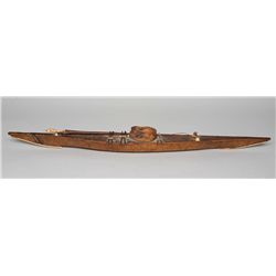 19TH C. Inuit Model Kayak with Harpoon 22 1/2" L. Good Condition NOT ALLOWED TO SHIP OUTSIDE CANADA