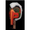 Image 2 : Tsimshian Raven Stealing the Sun Rattle with Rabbit Fur Carved by Gerry Dudaward 14" H. 7" W.  Good 