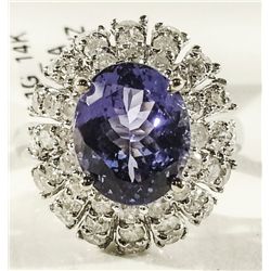 14KT WhiteGold 3.61ct Tanzanite&Diamond Ring K47J61