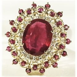 14KT YellowGold 7.49ct Ruby&Diamond Ring K19E33