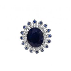 14KT WhiteGold 14.19ctw Sapphire&Diamond Ring K22E98