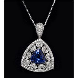 14KT WhiteGold 6.51ct Tanzanite&Diamond Pendant K129J18