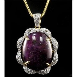 85.92ct Star Ruby & Sapphire Silver Pendant K53J2