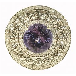 14KT WhiteGold 6.94ct Tanzanite&Diamond Ring K69J25