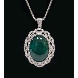 33.35ctw Emerald & Sapphire Silver Pendant K46J9