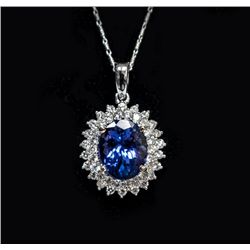 14KT WhiteGold 4.39ct Tanzanite&Diamond Pendant K39J95