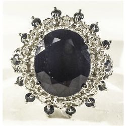 14KT WhiteGold 12.49ctw Sapphire&Diamond Ring K22E91