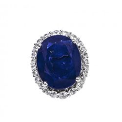 14.16ctw Blue&White Sapphire Silver Ring K28J3