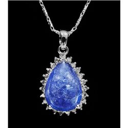 14kt WhiteGold 6.96ct Tanzanite&Diamond Pendant K14J89