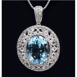 35.25ctw Topaz & Sapphire Silver Pendant K71J6