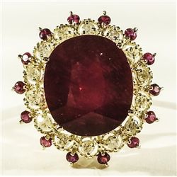14KT YellowGold 21.21ctw Ruby&Diamond Ring K28E95