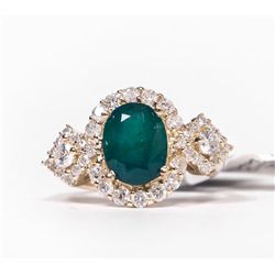 14KT YellowGold 2.15ct Emerald&Diamond Ring K28E98