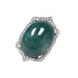 30.23ctw Emerald & Sapphire Silver Ring K29J1