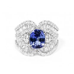 GIA 18K WhiteGold 2.61cts Sapphire&Diamond Ring WL19556