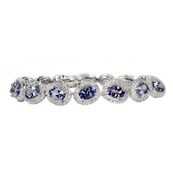 11.41ctw Tanzanite&Sapphire Silver Bracelet K12J29