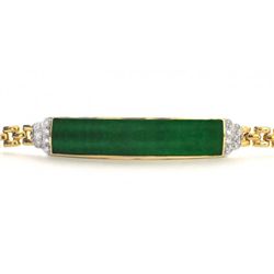 18KT YellowGold 3.55ct Jadeite&Diamond Bracelet W2711