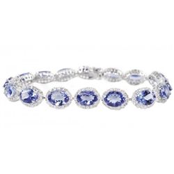 17.50ctw Tanzanite&Topaz Silver Bracelet K26J50