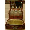 Image 1 : Oak boxed tantalus with tray and drawer £50-70