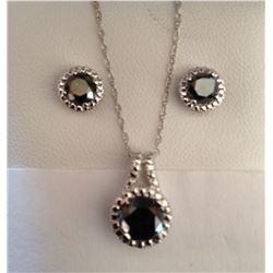 Diamond Halo Pendent and Earrings