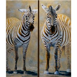 Two Original Oil Zebra Paintings