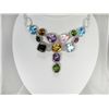 Image 2 : Floating Semi-Precious Faceted Stone & Diamond Necklace