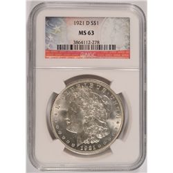 1921-D MORGAN DOLLAR NGC MS-63