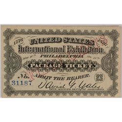 1876 US INTERNATIONAL EXHIBITION (RED OVERPRINT, BLUE SERIAL #)