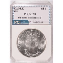 1987 AMERICAN SILVER EAGLE, PCI MS-70! RARE!  TRENDS PRICE  $2500.00