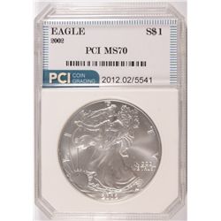 2002 AMERICAN SILVER EAGLE, PCI MS-70  RARE  TRENDS PRICE $1250.00