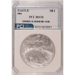 2004 AMERICAN SILVER EAGLE, PCI MS-70!