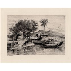 Balfourier "Near Elche" etching