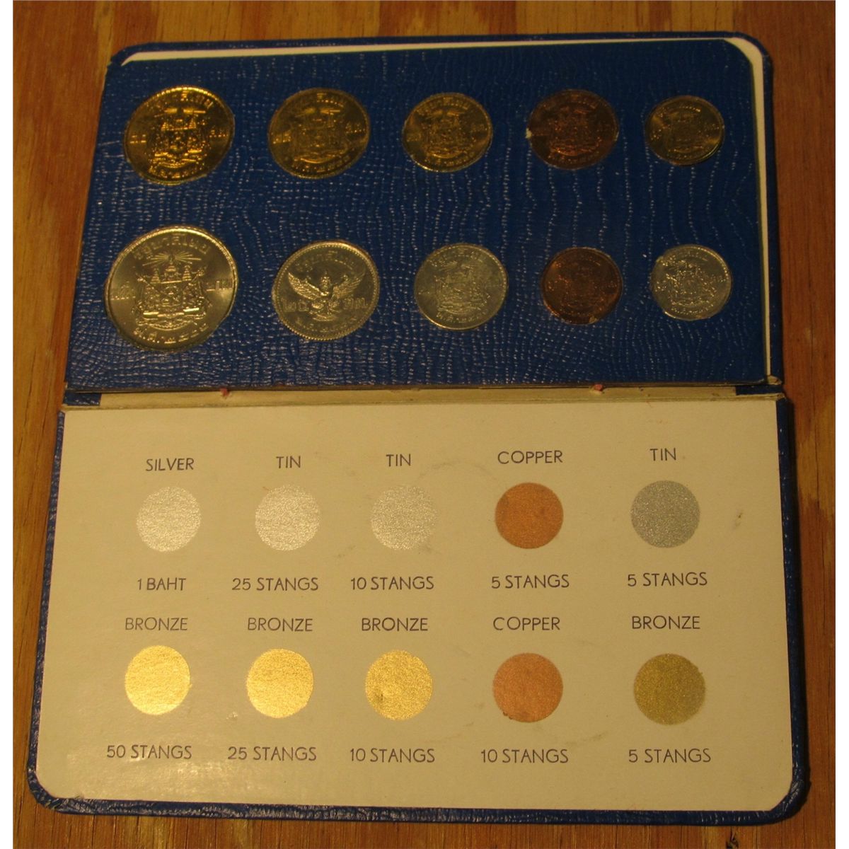 92. Thailand 1957 Mint set, 10 coins in special presentation case