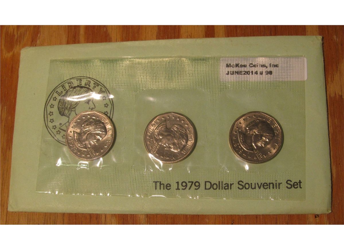 1979 P+D+S Susan B Anthony Susan B Anthony Dollar 3 Coin Set Lot