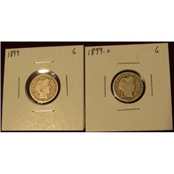 509.  (2) Barber Dimes – 1899 & 1899-O, both G
