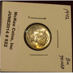522.  1942 Mercury Dime BU toned