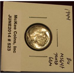 523.  1944 Mercury Dime BU toned MS64+ GEM