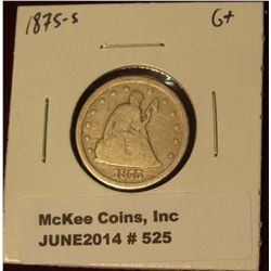 525.  1875-S Twenty Cent (20¢) piece, G+ - tougher type coin