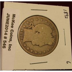 546.  1892 Barber Half G