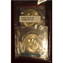 713. (2) BU Eisenhower Dollars from Mint Sets, still in mint cello – 1974 & 1974-D – great way to ge