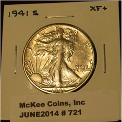 721. 1941 S Walking Liberty Half Dollar. EF+.