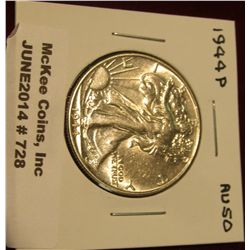 728. 1944 P Walking Liberty Half Dollar. AU 50.