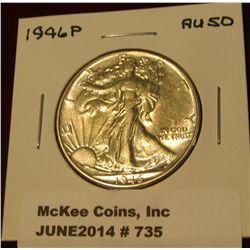 735. 1946 P Walking Liberty Half Dollar. AU 50.