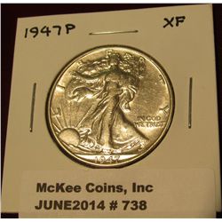 738. 1947 P Walking Liberty Half Dollar. EF.