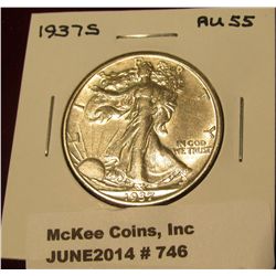 746. 1937 S Walking Liberty Half Dollar. AU 55.