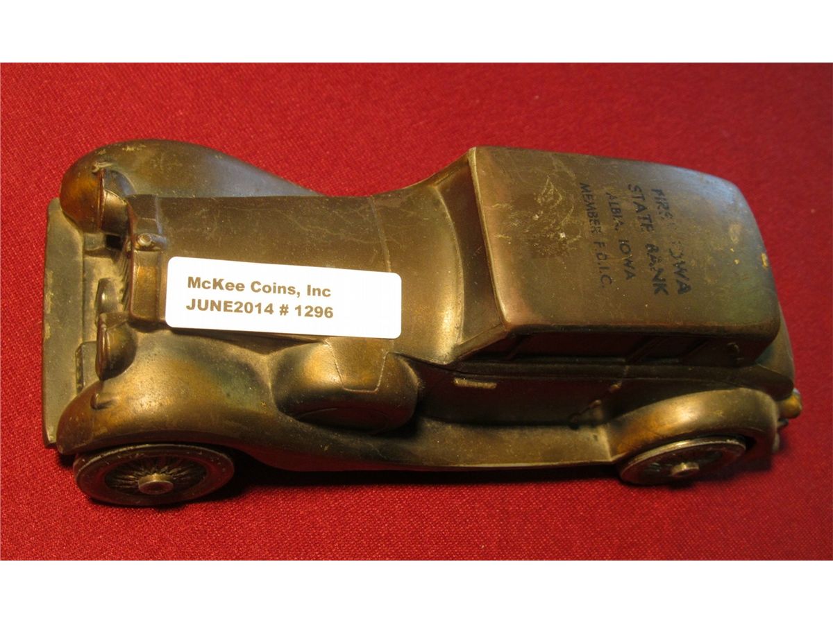1296. 1937 Rolls Royce Bronze Bank Advertising "First Iowa State Bank