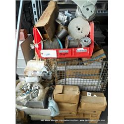 PALLET:  ASSORTED HARDWARE, WIRE, CONNECTORS, COPPER LOCTITE LUGS