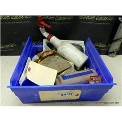 POLY TUB: MIXED SPRAY BOTTLE, HANDYMAN BOOK, SUNGLASSES, ETC